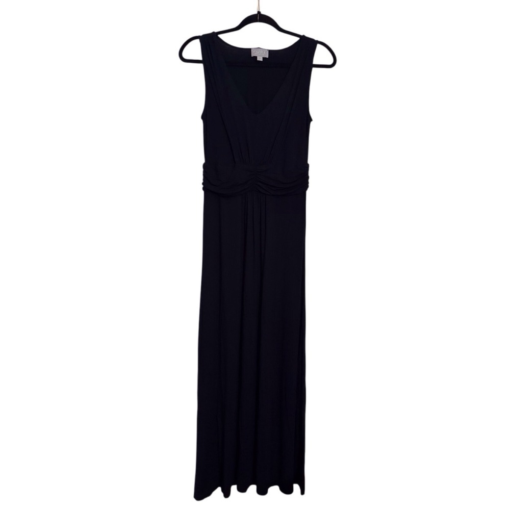 Pure Collection Size 4 Black Jersey Maxi Tank Dress Casual V-Neck Sleeveless